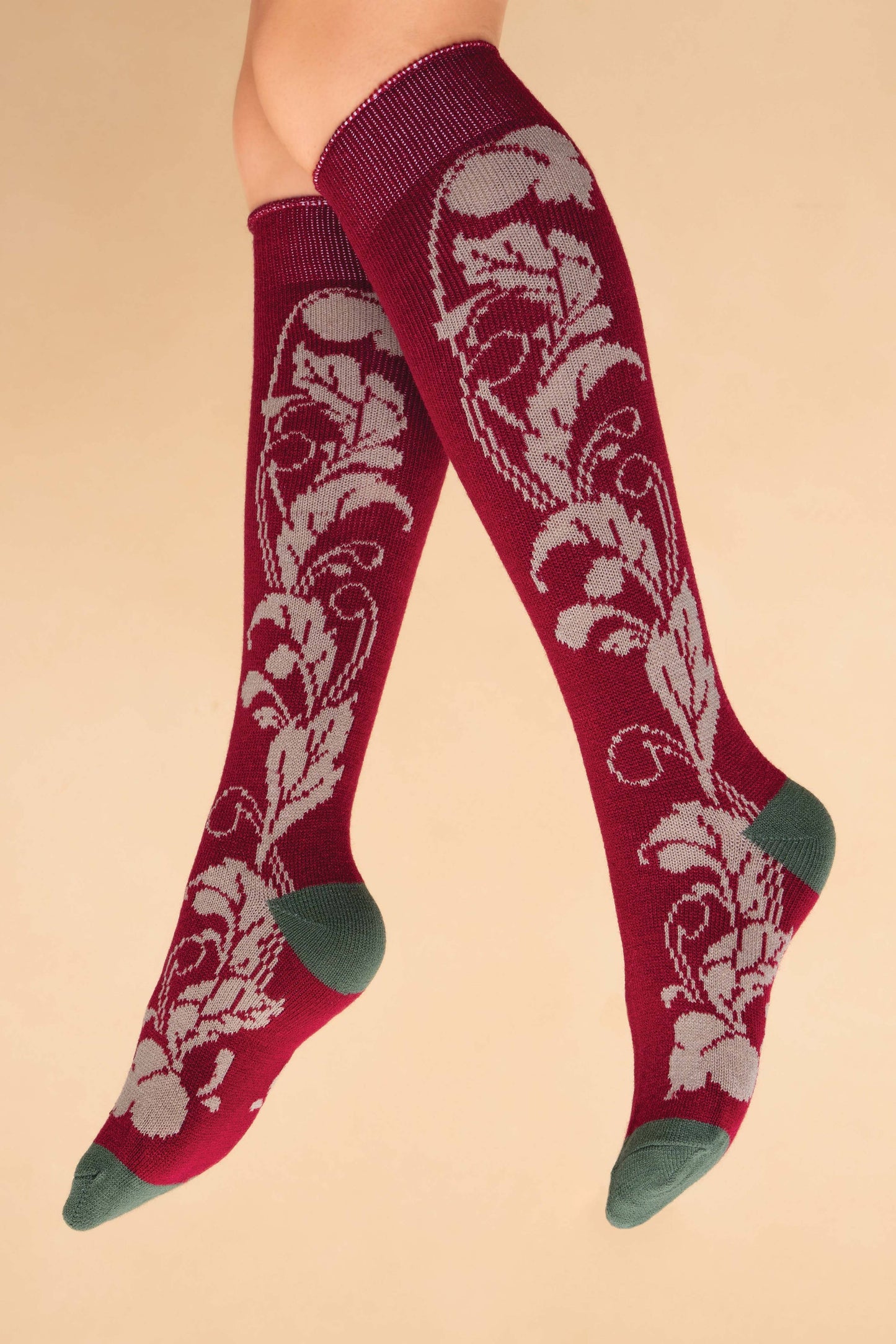 Opulent Floral Knee High Socks - Fuchsia