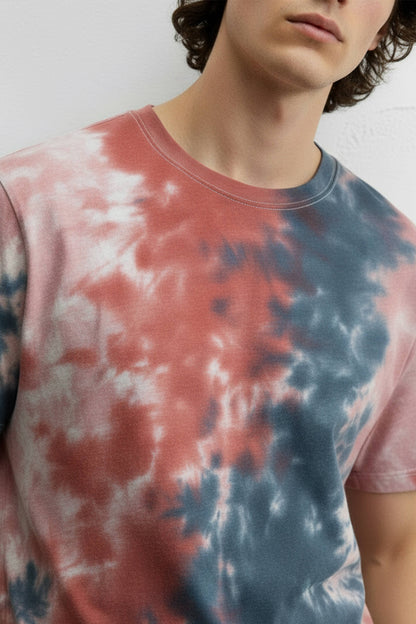 Men's Tie Dye Printed T-Shirts - WHITE