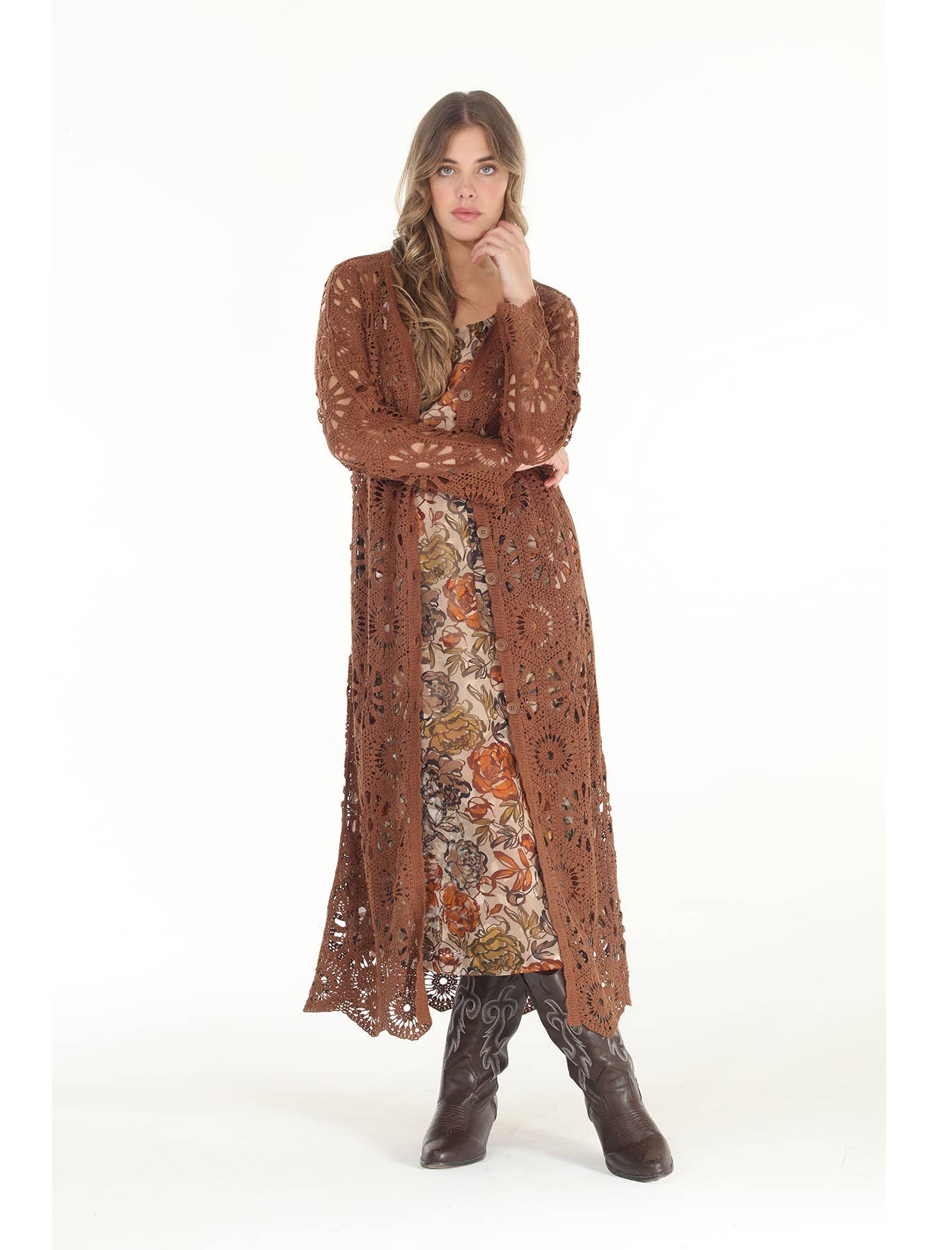 Crochet Duster - Brown