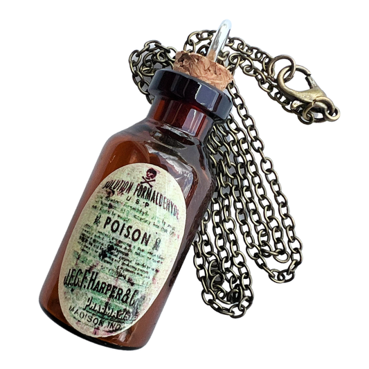 Apothecary Glass Bottle Necklace - Green Poison