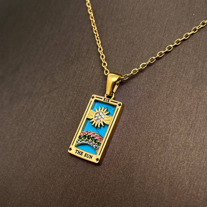 Star Moon Mini Tarot Necklace - Sun