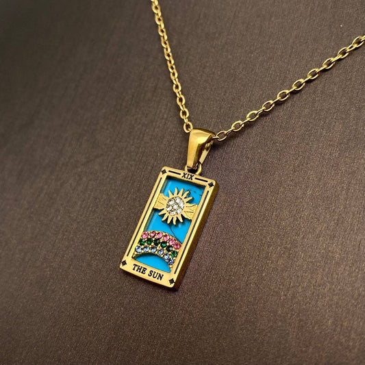 Star Moon Mini Tarot Necklace - Sun