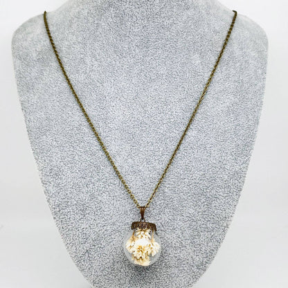 Baby's Breath Floral Ball-shaped Charm Pendant Necklace