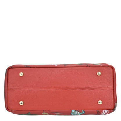 Hand-painted Leather Multi-Compartment Satchel
