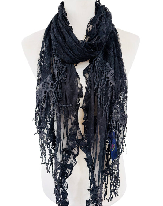 Lace Scarf Shawl – Black