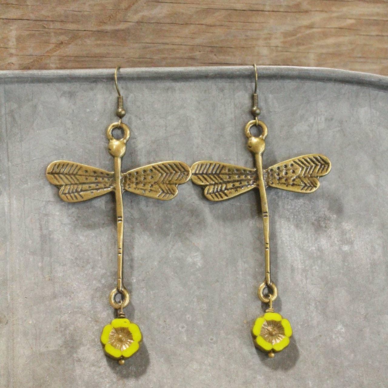 Sky Diving Dragonfly Dangle Drop Earrings