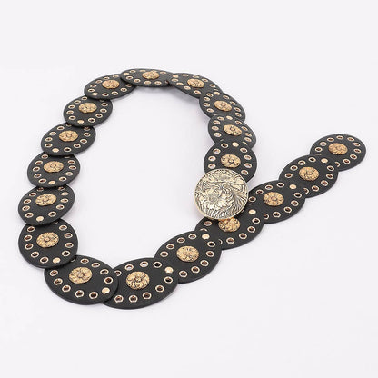 Oval Linked Statement Belt - Black/Gold