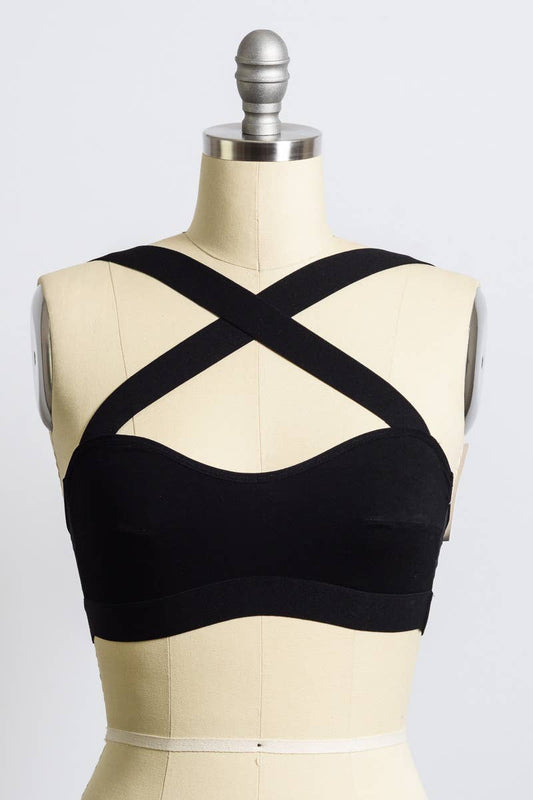 Cross Front Bralette - Black