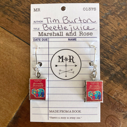 Earrings Book Locket Beetlejuice - Handbook for the Recently