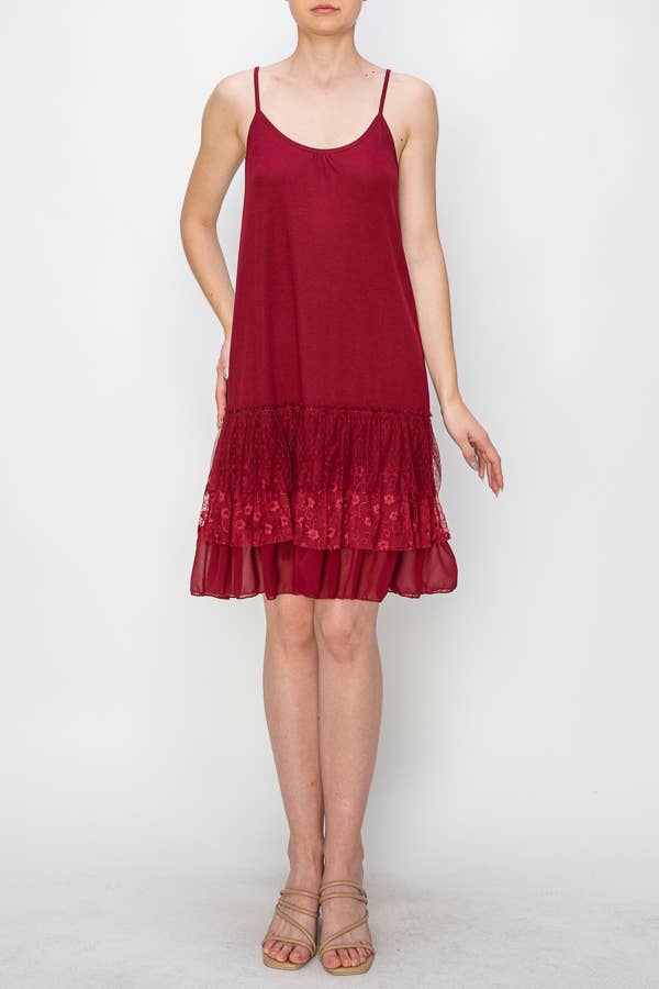 DRESS EXTENDER WITH LACE LAYER - RED
