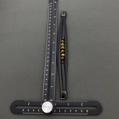 Tiger's Eye Stone Multi-Layer Leather Men's Bracelet