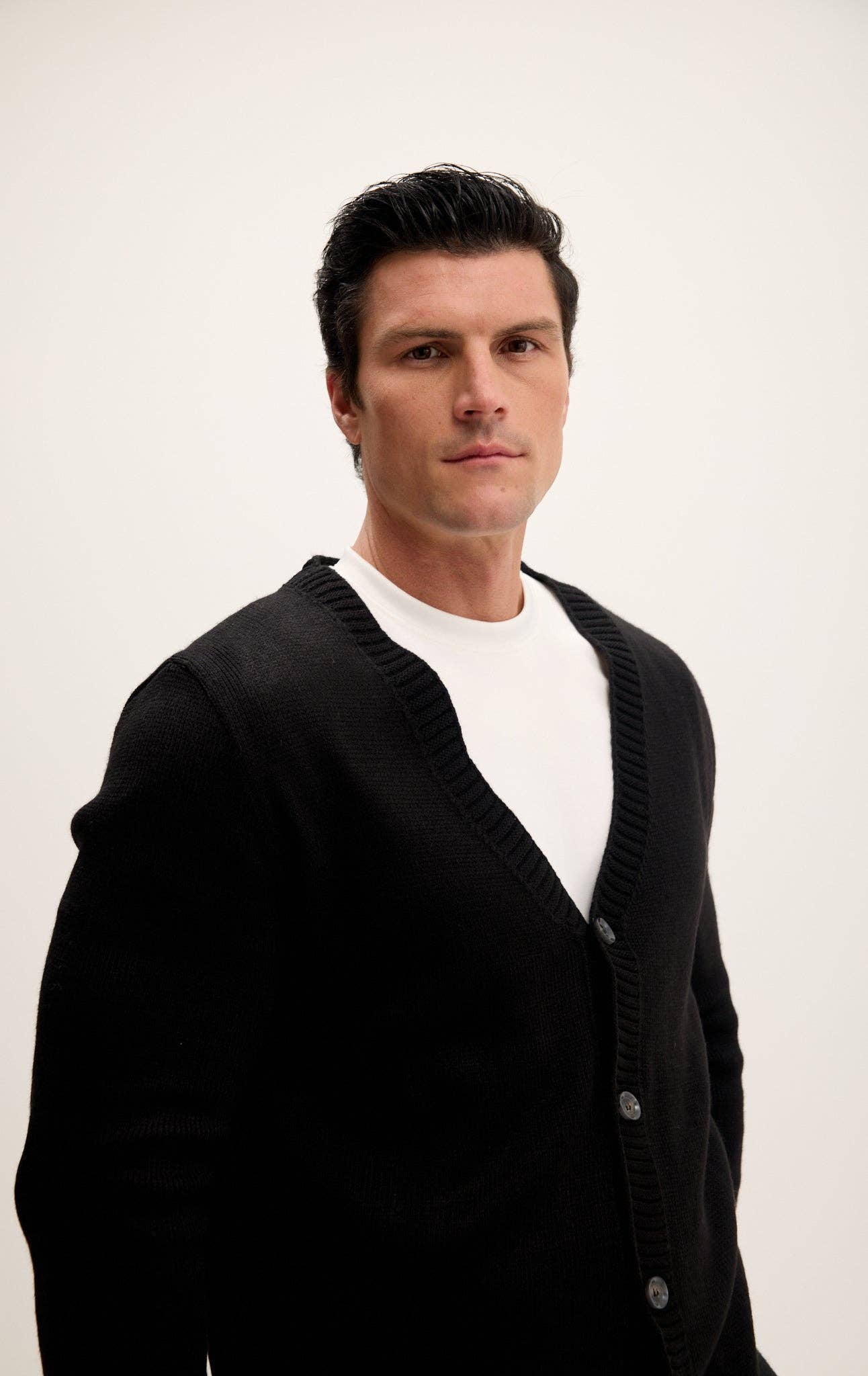 Men's Soft Button Down Cardigan - Black