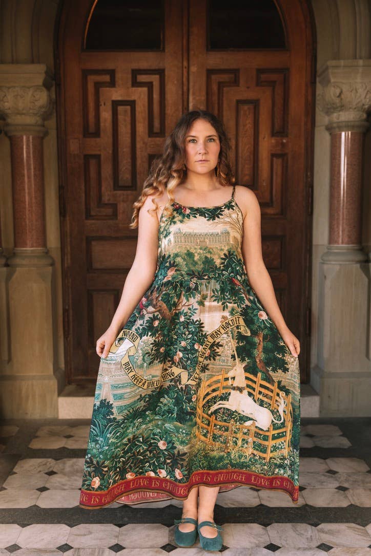 Wildheart Bohéme Long Maxi Slip Dress w/ Unicorn & Castle - L/XL (fits approx. size 12-16)