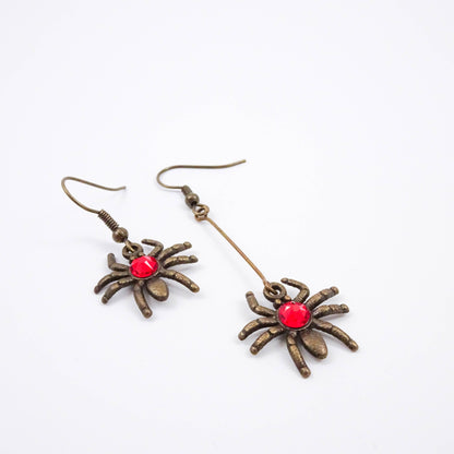 Asymmetrical Spider Earrings - Halloween Black Widow Dangles