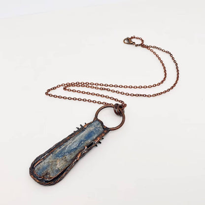 Blue Crystal Raw Stone Sun God Irregular Pendant Necklace