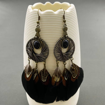 Black Feather Dangle Earrings