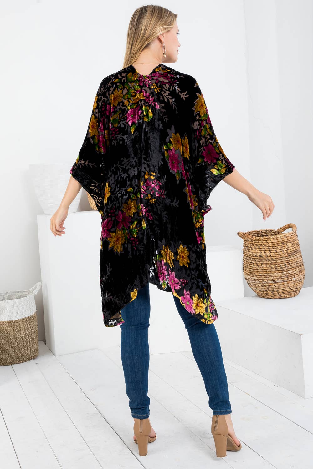 Vintage Floral Print Kimono