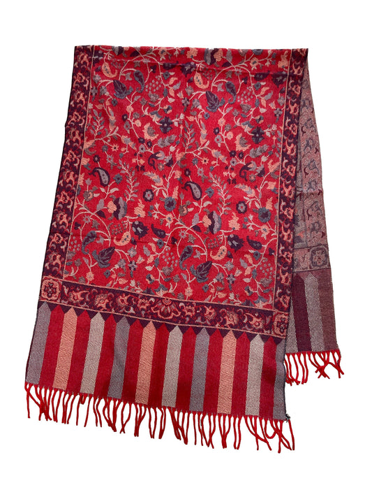 Winter Paisley Scarf - Red Multi