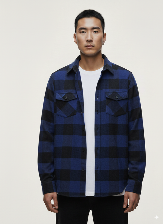 Men's Flannel Buffalo Plaid Shirt - Blue