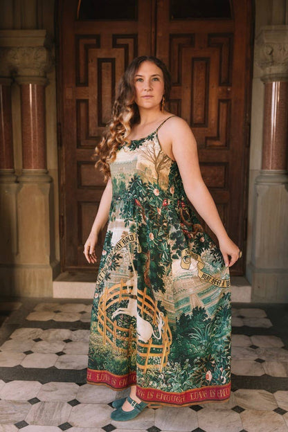 Wildheart Bohéme Long Maxi Slip Dress w/ Unicorn & Castle - L/XL (fits approx. size 12-16)