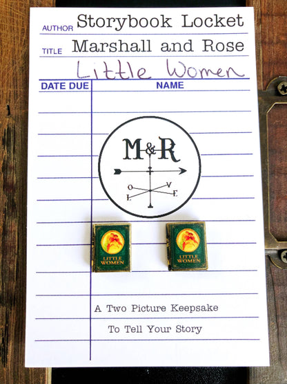 Post Earrings Book Locket Little Women-Oval Portrait