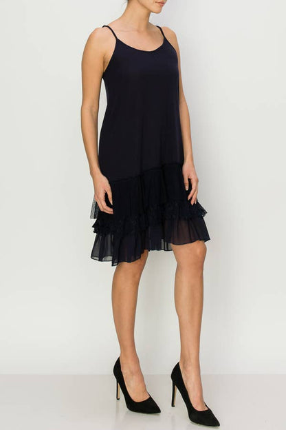 DRESS EXTENDER WITH LACE LAYER - BLACK