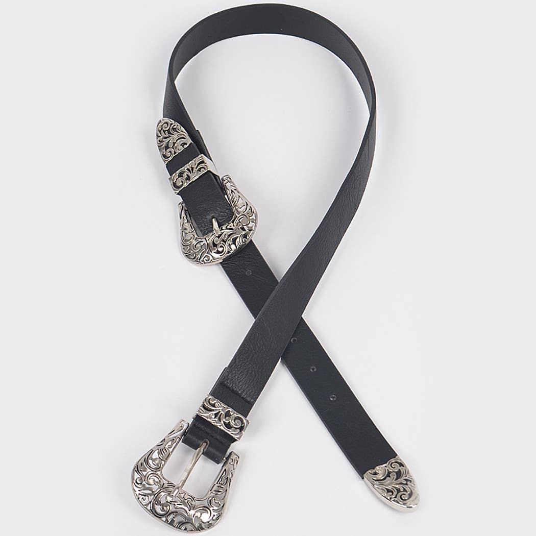 Day To Day Antique Designed Belt - Black/Silver