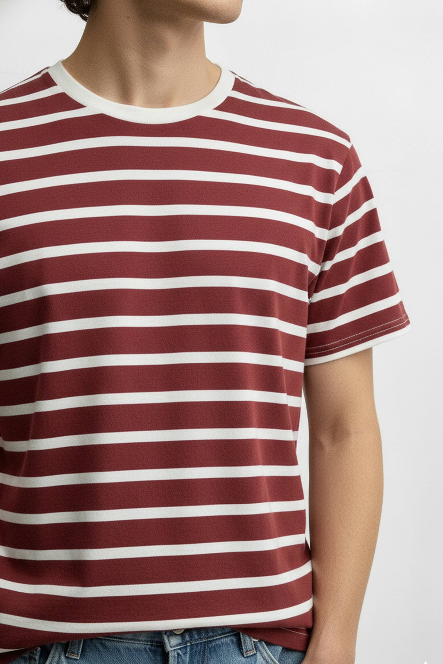 Hawks Bay Men's Stripe T-Shirt - Burgundy