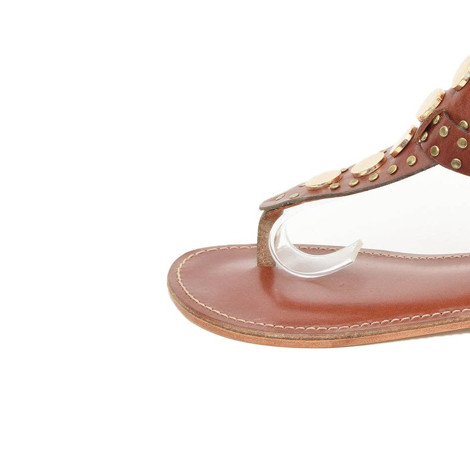 Rhea Chestnut Brown Leather Sandals