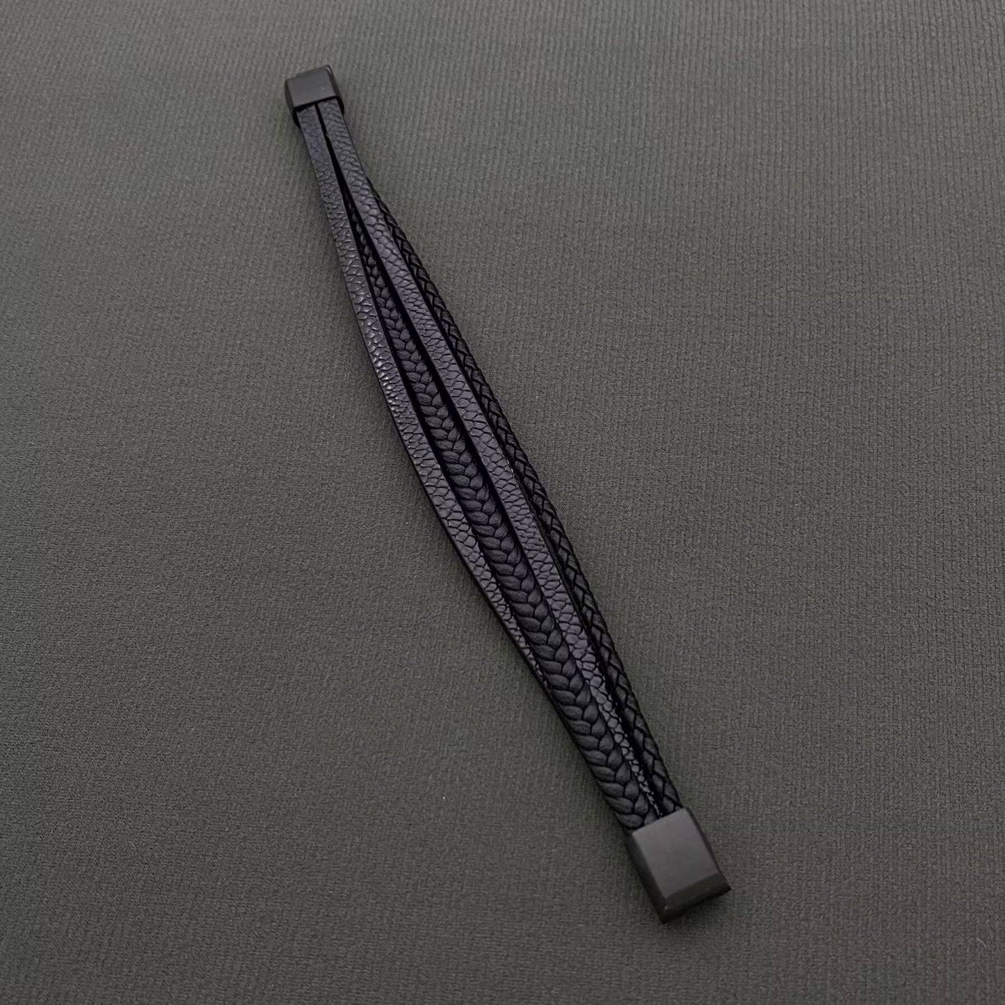 Men's Black multi-layer Leather Bracelet