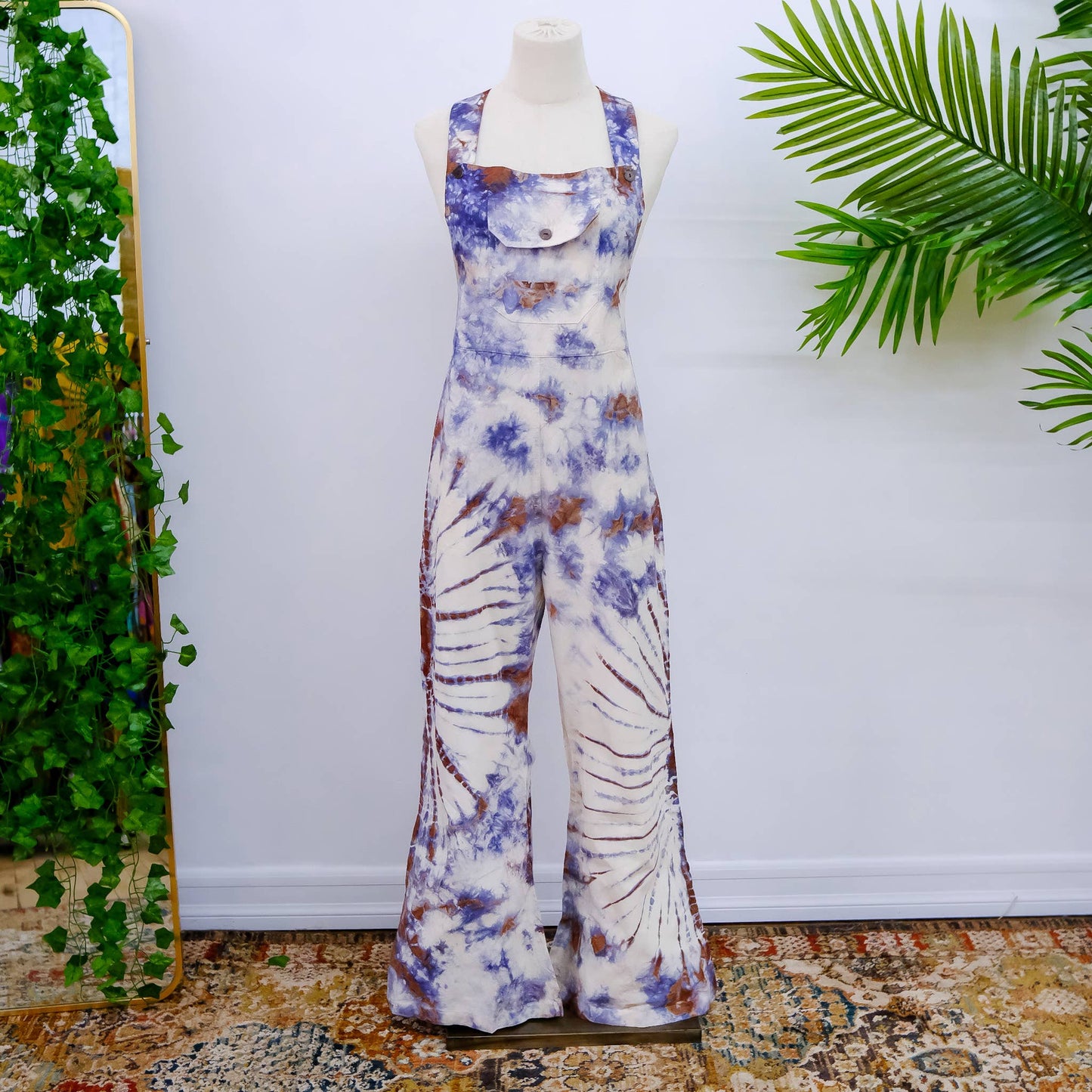 Tie Dye Jumpsuit with Bell Bottom - Light Blue