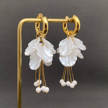 Resin Petal 18K Gold Plated S.Steel Huggie Earrings - FGS