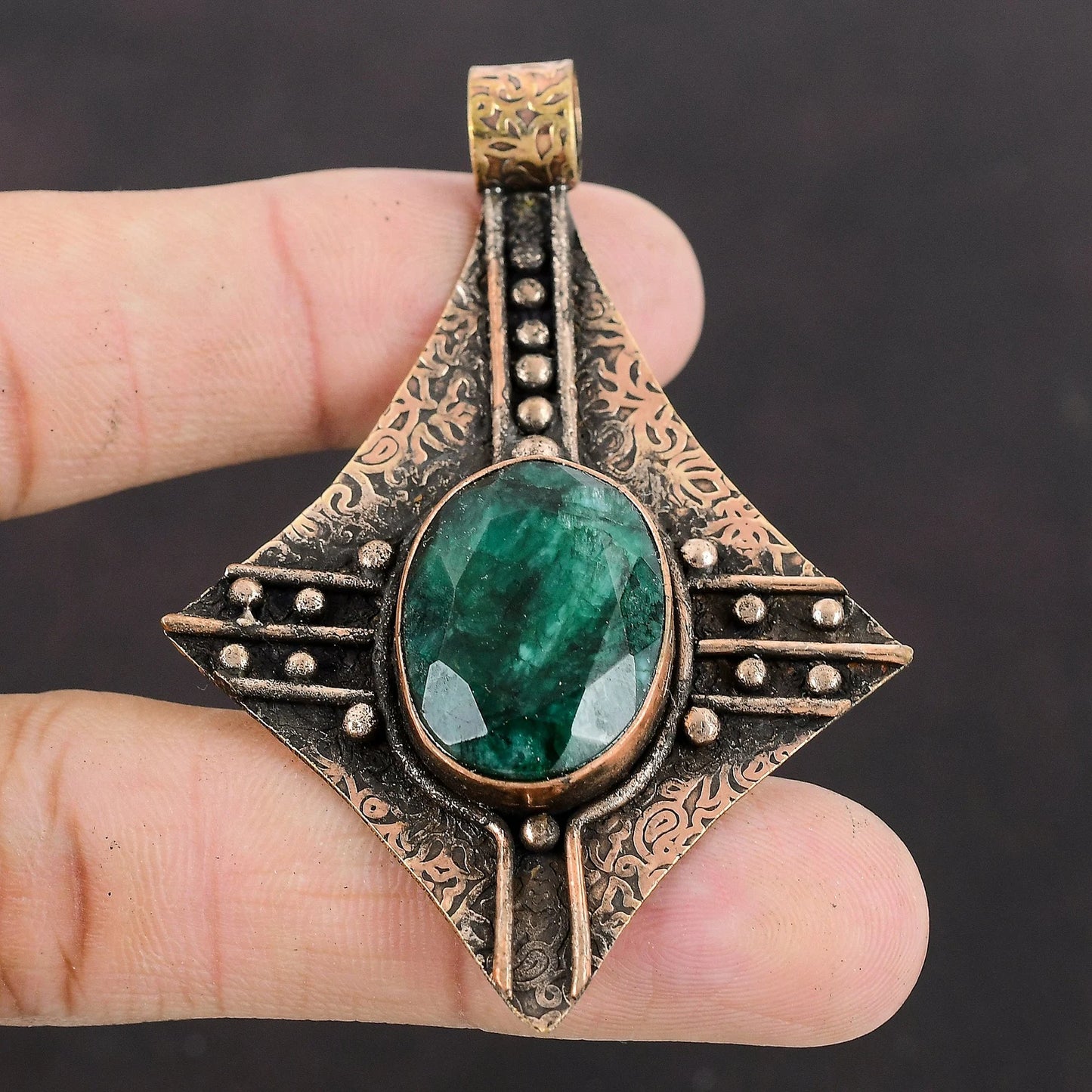 Faceted Zambian Emerald Pendant Necklace
