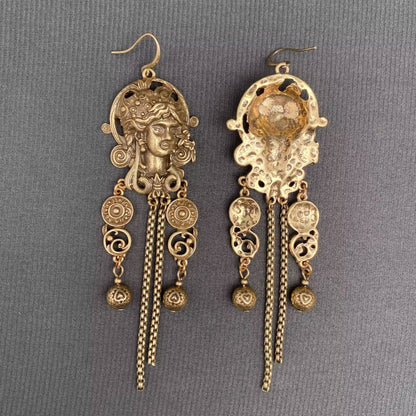 Vintage Ancient Greek Portraits Dangle Earrings