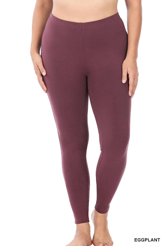 Plus Better Cotton Full Length Leggings - Plum