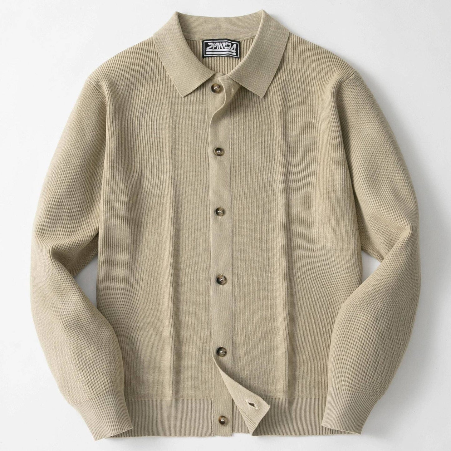 Men's Casual Knit Cardigan Sweater - Khaki