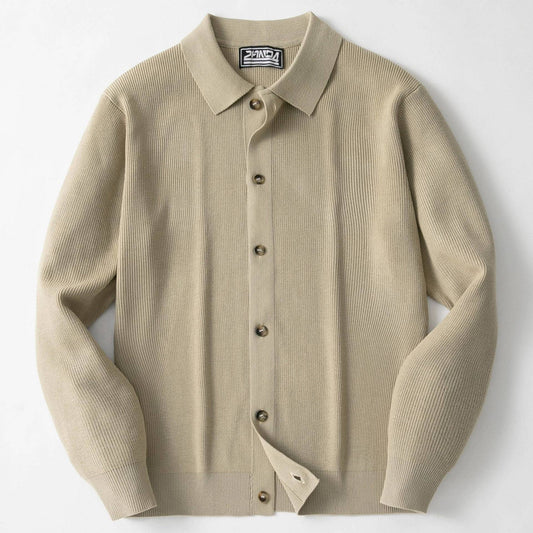 Men's Casual Knit Cardigan Sweater - Khaki