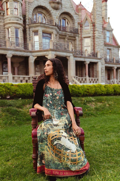 Wildheart Bohéme Long Maxi Slip Dress w/ Unicorn & Castle - L/XL (fits approx. size 12-16)