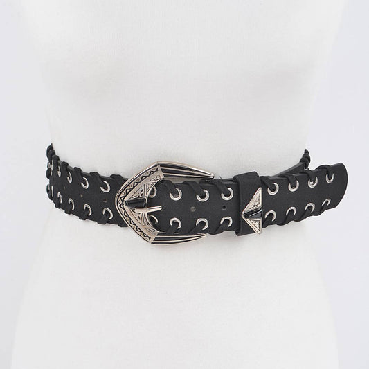 Multi Metal Eyelet Belt - Black