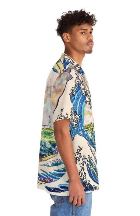 The Great Wave Off Nubble Lighthouse Button Up - La De Da