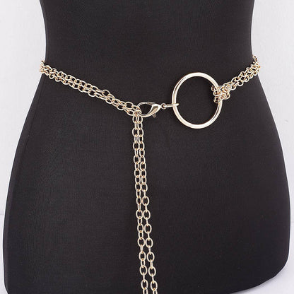 Circle Buckle Layered Chain Waist Belt - GD