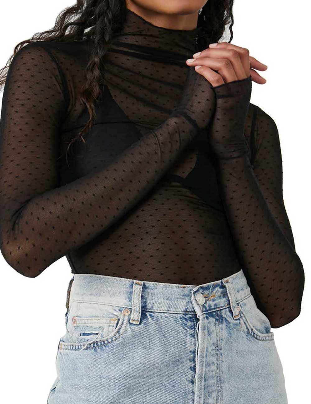 Polka Dot Mesh Layering Top - Multiple Colors