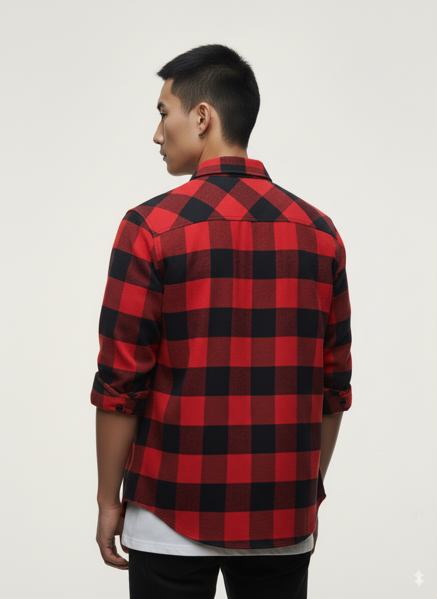 Men's Flannel Buffalo Plaid Shirt - Red