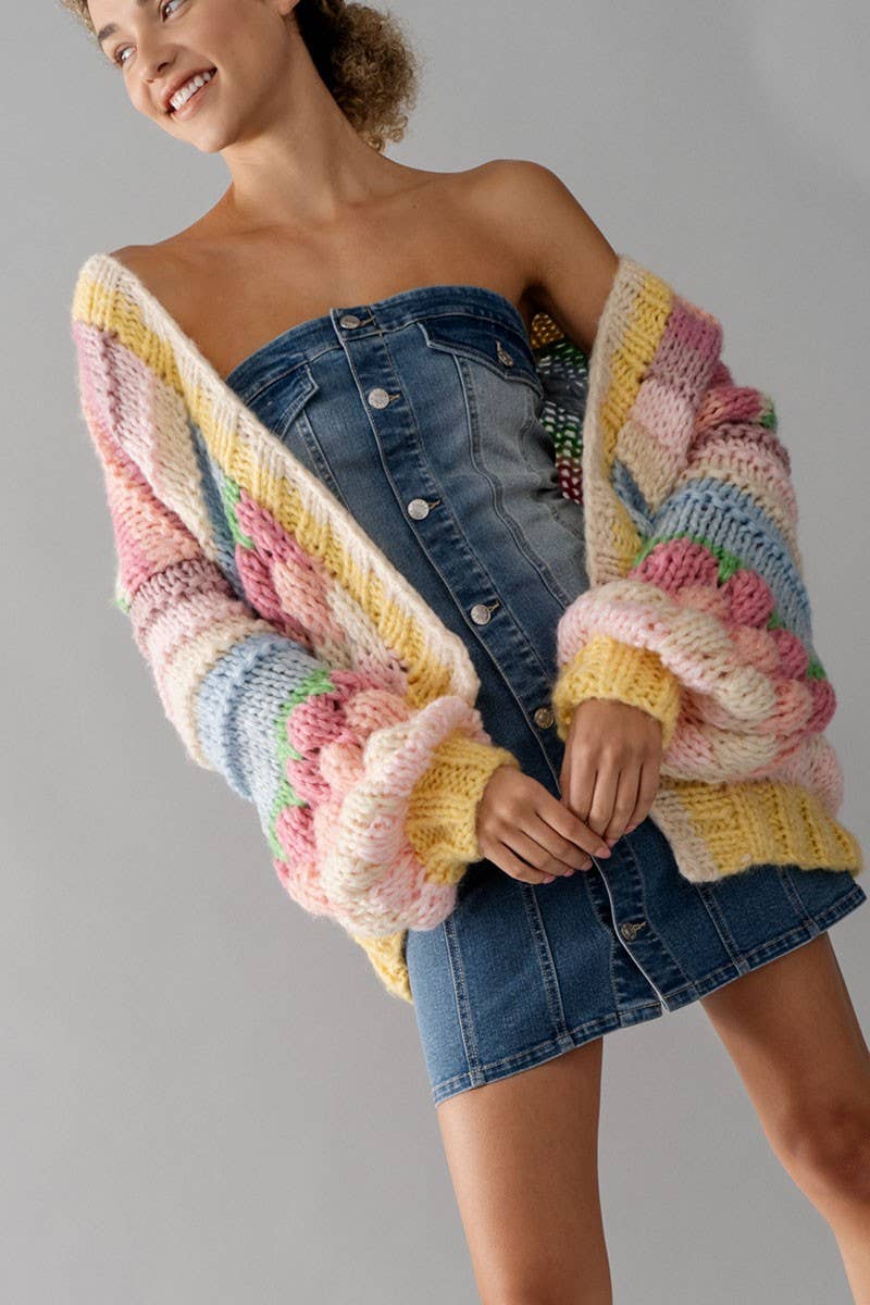 Pastel Oversized Fit Chunky Knit Cardigan