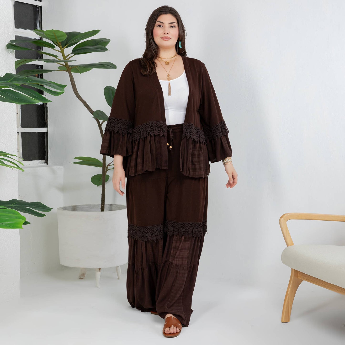 Knit Kimono Shrug - Truffle