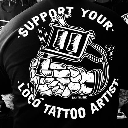 5670-BLACK WHITE | Support Your Loco Tattoo Artist - Black White / 2X