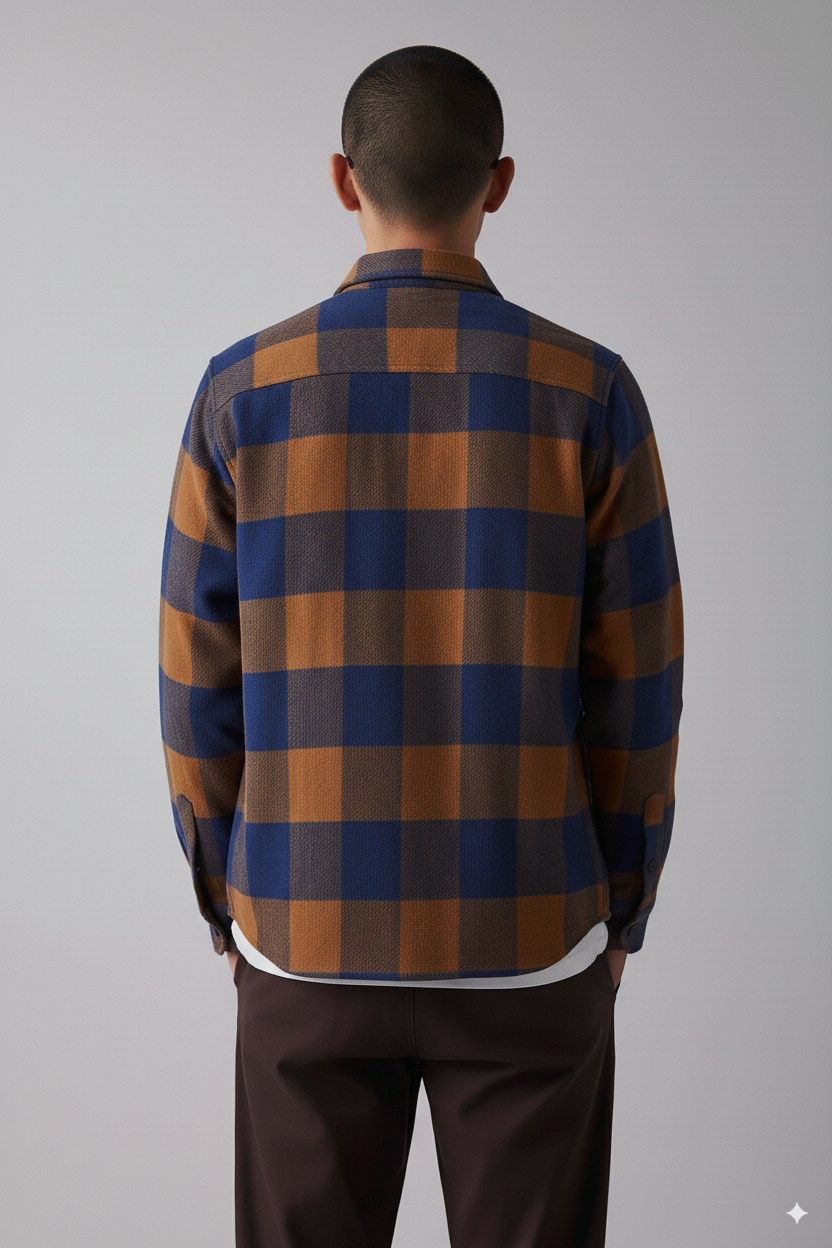 Men's Long Sleeve Flannel Shirts - Brown Plaid