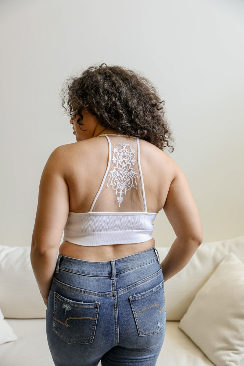 Curve Tattoo Mesh Racerback Bralette - Multiple Colors