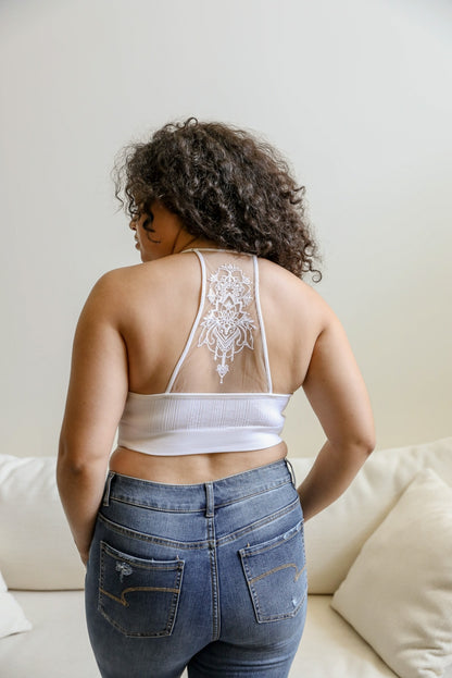 Curve Tattoo Mesh Racerback Bralette - Multiple Colors