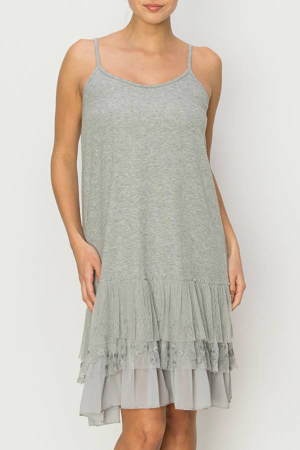 DRESS EXTENDER WITH LACE LAYER - GREY DRESS EXTENDER WITH LACE LAYER - GREY